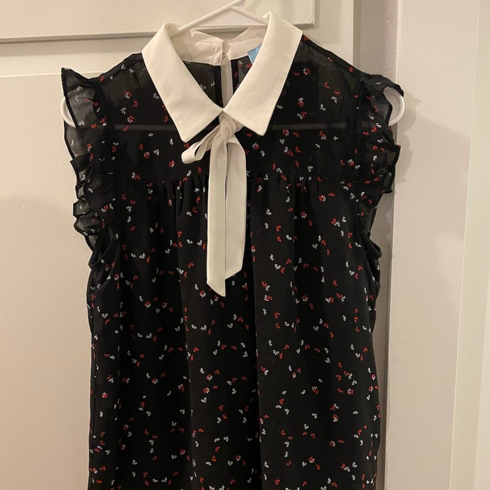 CeCe Peter Pan Collar Puff Sleeve Blouse Size Small